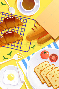 面包销售插画图片_美食插画面包海报背景