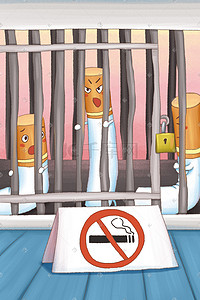 油宣传手册插画图片_世界无烟日创意宣传插画