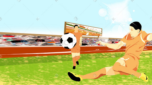 足球比赛观众插画图片_世界杯足球主题插画