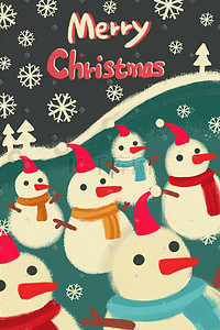 围巾插画图片_梦幻圣诞雪人圣诞节庆祝圣诞插画圣诞