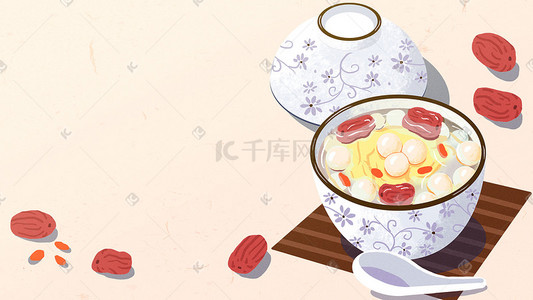 小吃banner插画图片_中华美食长沙甜酒冲蛋banner背景