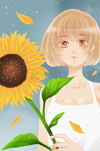 白衣少女与向日葵