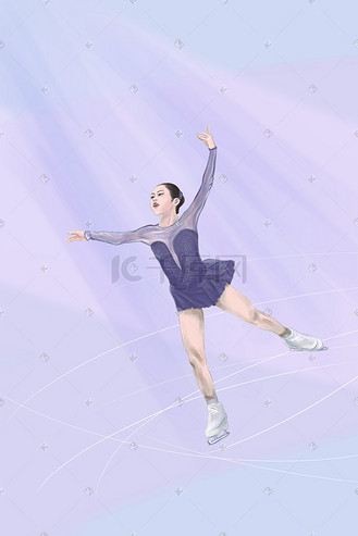 花样滑冰冰上芭蕾插画图片-千库网