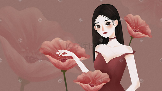 妇女节女生节插画图片_妇女节女生节女孩鲜花温柔温馨节日妈妈少女