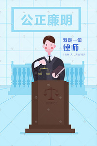 彰显公正插画图片_小清新职业套装插画之律师
