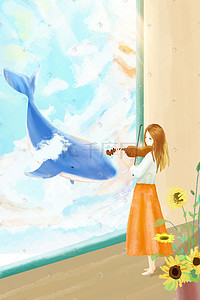 小提琴课插画图片_聆听拉小提琴的女孩