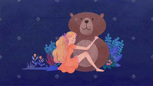 女王可爱插画图片_可爱女神节女生和玩具熊