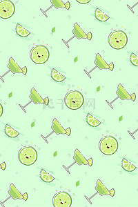 青苹果汁插画图片_mbe扁平风格水果青柠檬果汁插画