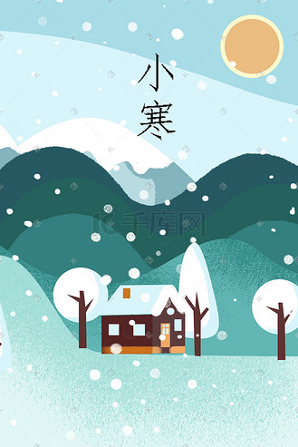 冬季冬日卡通手绘大衣男孩