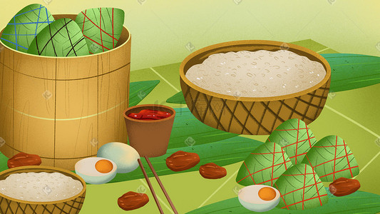 中国传统美食粽子插画