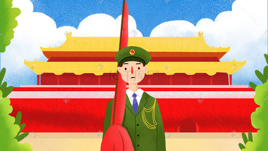 六一起义纪念馆真实插画-六一起义纪念馆真实配图-千库网