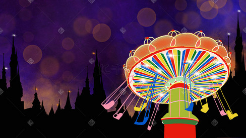 迪士尼游乐园夜景星空璀璨飞椅海报背景