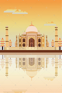 印度皇宫插画图片_地标建筑的背景图