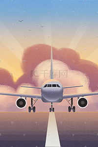 降落插画图片_降落的飞机插画主题