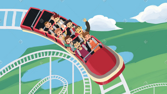 卡通购物促销狂欢节商店买买买街道电商插画促销购物618大家好我是