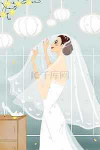 x展架婚纱插画图片_小幸福清新婚礼新娘试婚纱