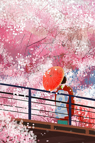 伞日系插画-伞日系配图-千库网