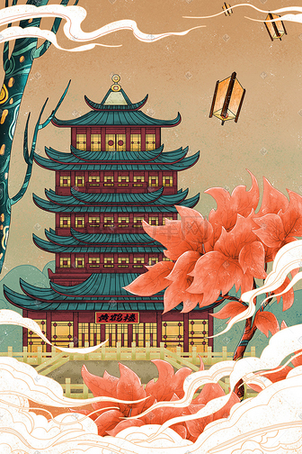 特色·古建筑专题插画_特色·古建筑专题插图_千库网