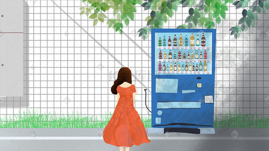 墙壁插画图片_城市生活之饮料自动零售机
