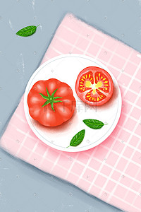 番茄成串插画图片_蔬菜插画西红柿番茄手绘风