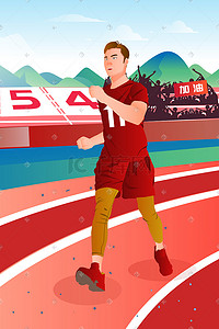 运动场矢量插画图片_54青年节运动员奔跑