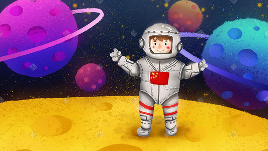 pc登陆页插画图片_探索宇宙星球的宇航员科技