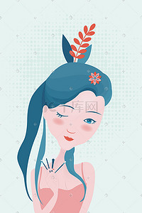 护肤女人插画图片_手拿化妆工具的女孩矢量插画