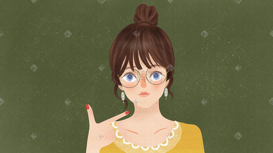 黄铜耳环插画图片_少女教师古灵精怪气质海报设计