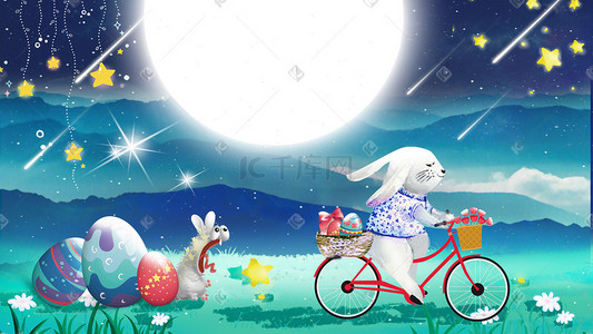 兔子卡通兔子插画图片_插画手绘卡通复活节