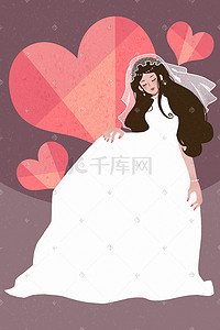 女神宣传插画图片_穿着白色婚纱的少女