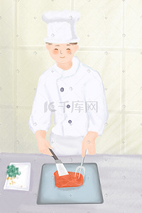 神户牛肉插画图片_厨师工作场景图片