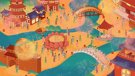鼠年新春中国风插画图片_新年春节2020过年啦