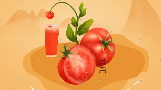 西红柿插画图片_西红柿  水果   绿色  夏日