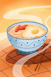 筷子插画图片_美食鸡蛋面阳春面