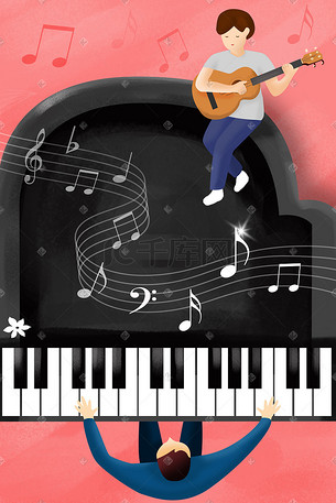 小清新吉他插画-小清新吉他配图-千库网