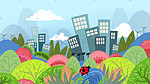 城市绿色环保健康插画