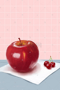 苹果样机样机插画图片_水果插画苹果樱桃