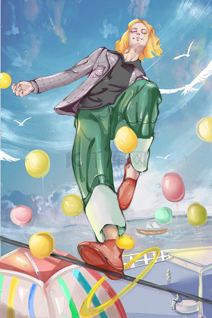 黄发少年插画-黄发少年配图-千库网