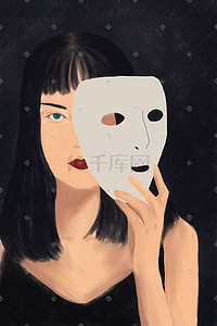 情感插画图片_女孩情感表达手绘插画