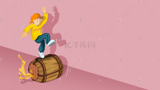 平衡插画图片_欧风插画啤酒节啤酒木桶