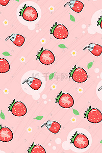 篮子里的草莓插画图片_mbe风格水果草莓果汁手绘插画