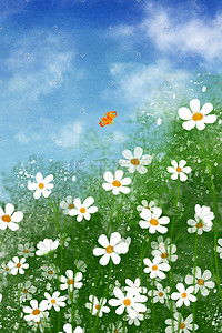 植物花卉手绘花卉插画图片_手绘插画小野花植物花丛