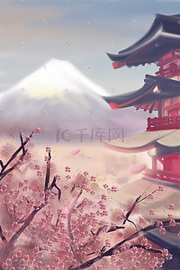 日本剑客插画图片_日本富士山风景图