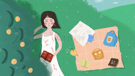 一个人惬意插画图片_旅行故事1-大学独自旅游