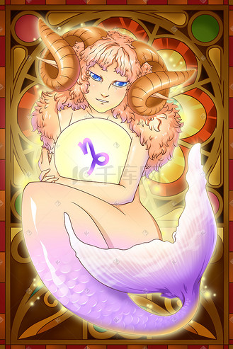 十二星座之摩羯座背景插画