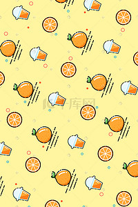 果汁印记插画图片_mbe风格水果橙子橘子果汁手绘插画