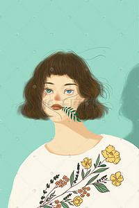 植物花卉手绘插画图片_清新手绘风植物花卉少女唯美治愈文艺
