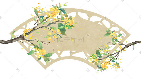 桂花乌龙茶茶叶插画图片_古风花绘水彩手绘桂花