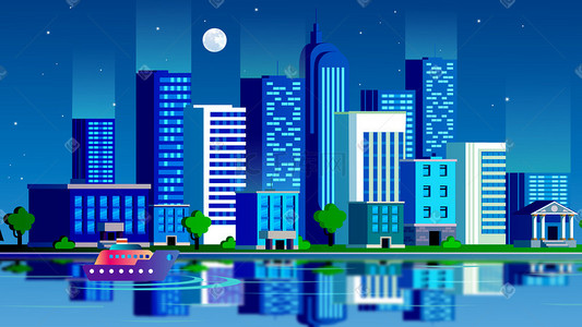 立体饼状图箭头插画图片_绚丽多彩的城市立体插画