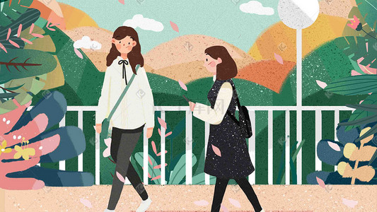 春天踏青出门游玩闺蜜出行踏青赏花